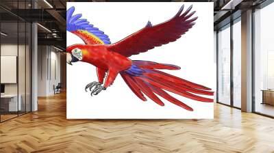 Digital watercolor of a macaw Wall mural