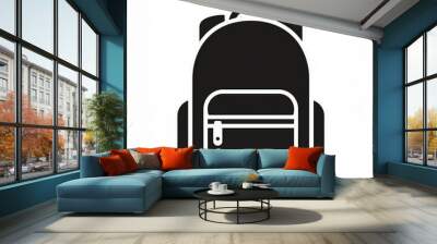 backpack black icon isolated on white Wall mural