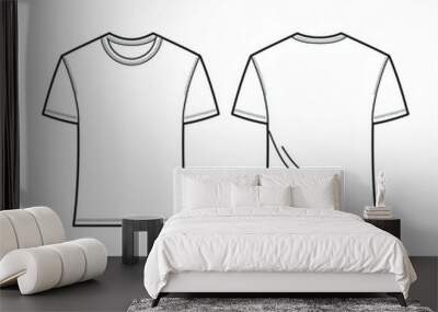 Blank white t-shirt template front and back view Wall mural