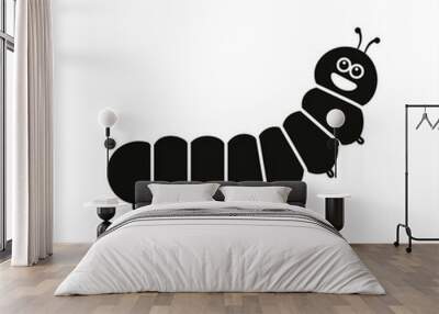 caterpillar black icon isolated on white Wall mural