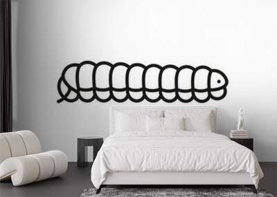 caterpillar black line icon isolated on a white Wall mural