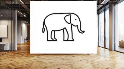 elephant illustration black icon isolated on white Wall mural