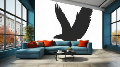 flying eagle silhouette black icon isolated on white Wall mural