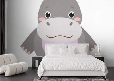 hippo illustration isolated on white Wall mural