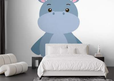 hippo illustration isolated on white Wall mural