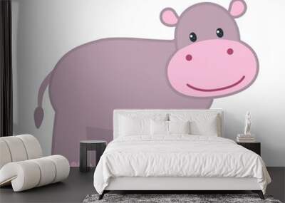 hippo illustration isolated on white Wall mural