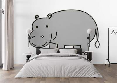 hippo illustration isolated on white Wall mural