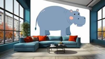 hippo illustration isolated on white Wall mural