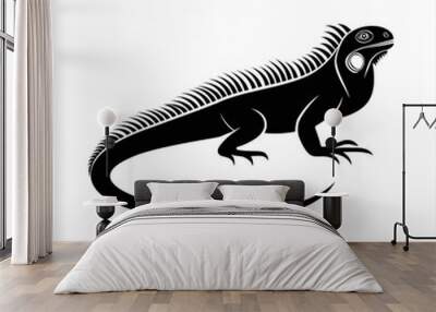 iguana black icon isolated on white Wall mural