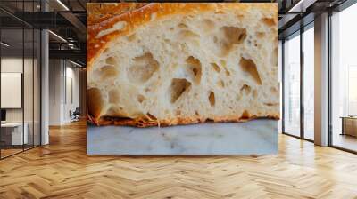 close up of inside of sourdough bread loaf Wall mural