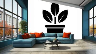 plant pot black icon isolated on white Wall mural