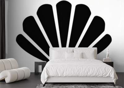 seashell shell black icon isolated on white Wall mural