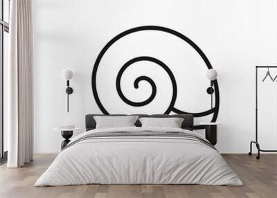 spiral seashell black icon isolated on white Wall mural