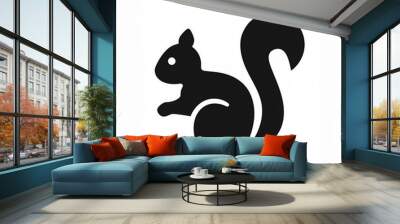 squirrel black icon isolated on white Wall mural