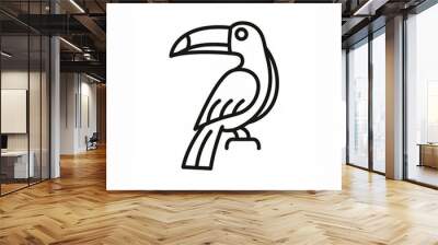 toucan black line icon isolated on white Wall mural