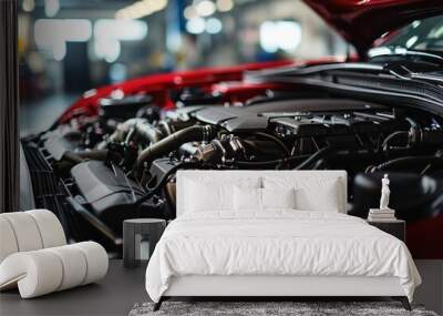 View into the engine compartment of a powerful tuned engine. Wall mural