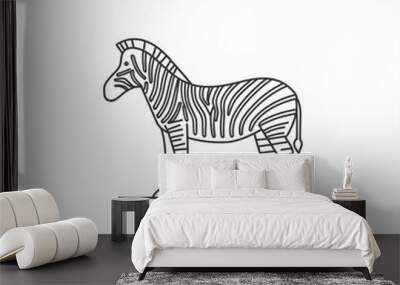 zebra black icon isolated on white Wall mural