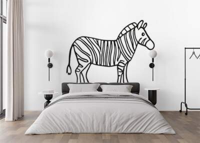 zebra black icon isolated on white Wall mural