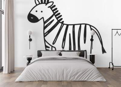 zebra illustration isolated on white Wall mural