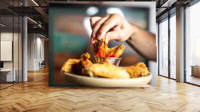 chicken wings with hot sauce Wall mural