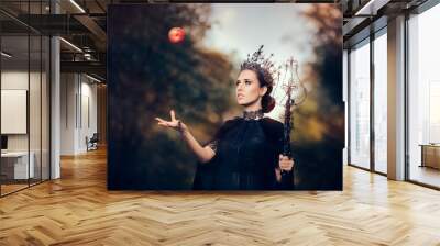 Evil Queen with Poisoned  Apple in Fantasy Portrait Wall mural