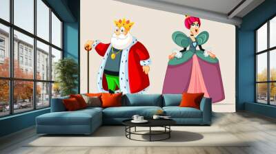 King and Queen Vector Cartoon Royal Couple Wall mural