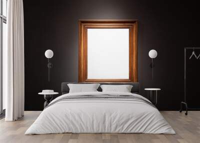 Blank hanging individual frame in an art gallery black background Wall mural