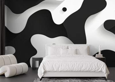 Black and white abstract cow print pattern, Concept of modern fashion design and texture contrast Wall mural