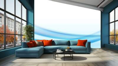 abstract blue color curve waves background Wall mural