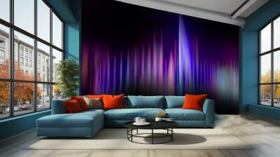 blue pink and purple colorful sound waves in black background Wall mural