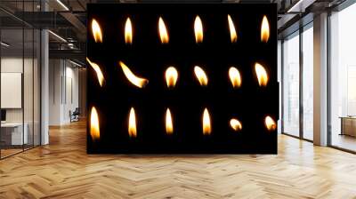 set of frame light candle burning brightly in the black background Wall mural