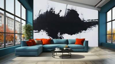 Minimalist abstract painting using only black brushstrokes, allowing the negative space to dominate the canvas  Wall mural