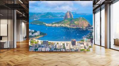 Beautiful cityscape of Rio de Janeiro city with Sugarloaf Mountain and Guanabara Bay - Rio de Janeiro, Brazil Wall mural