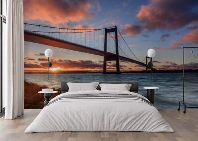 Little belt bridge linking Jutland and Funen in Denmark Wall mural