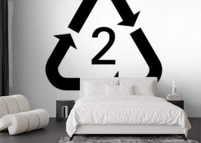 Plastic recycling code HDPE 2 symbol Wall mural