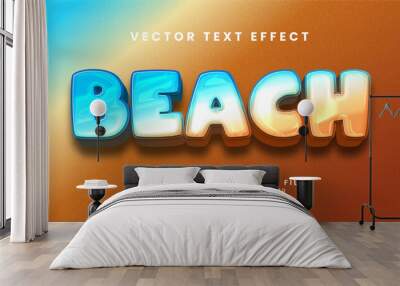 Beach elegant 3D text effect. Editable text style effect with beach party theme. Wall mural