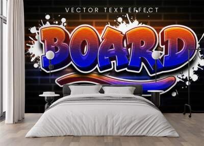 Board editable text style effect with gradient colors, fit for street art theme. Wall mural