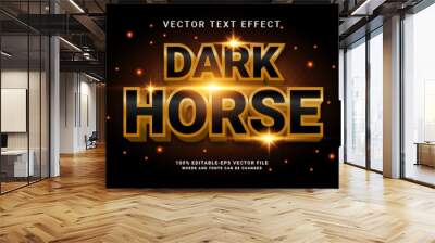 Dark horse editable text effect themed gold color Wall mural