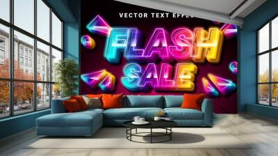 Flash sale 3D text effect. Editable text style effect with colorful light theme, suitable for promotion sale needs. Wall mural