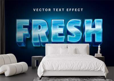 Fresh elegant 3D text effect. Editable text style effect with blue color theme. Wall mural