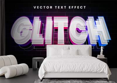 Glitch editable text style effect with digital concept. Wall mural