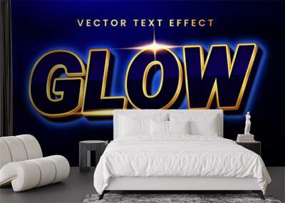 Glow 3D text style effect. Editable text with blue luxury concept. Wall mural