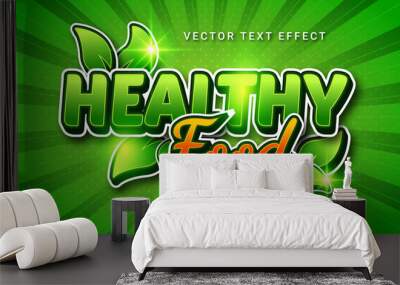 Healthy food editable text effect with vegetarian food menu theme Wall mural