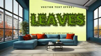 Leaves 3D text effect. Editable text style effect with nature theme. Wall mural