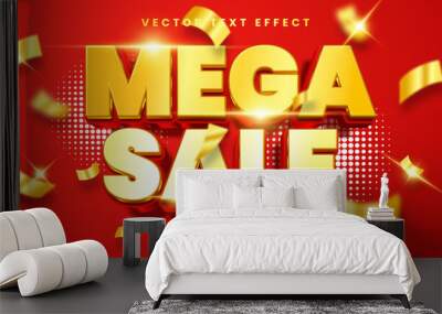 Mega sale 3d editable vector text style effect, suitable for promotion product name Wall mural