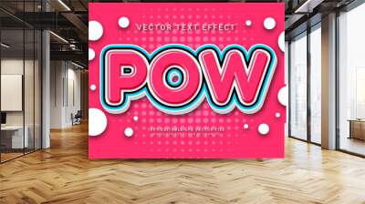 Pow comic editable text effect with cartoon sticker theme Wall mural