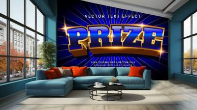 Prize 3d editable text style effect with modern blue concept Wall mural