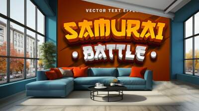 Samurai battle 3D text effect, editable text style Wall mural