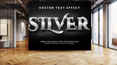 Silver 3d text effect. Editable text style effect with minimalist concept. Wall mural