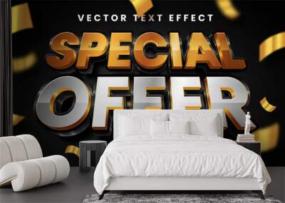 Special offer 3d editable text style effect. Elegant text effect silver and gold color suitable for promotion sale needs. Wall mural